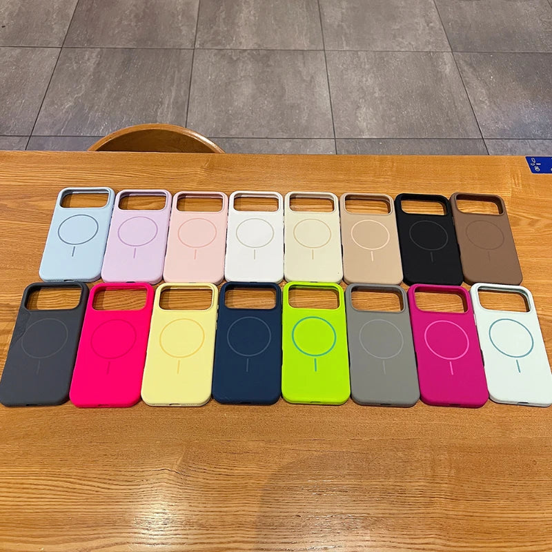 For Magsafe Magnetic Wireless Charging Solid Color Silicone Phone Case For iPhone 17 Pro Max/17/17 Pro Air Bumper Back Cover