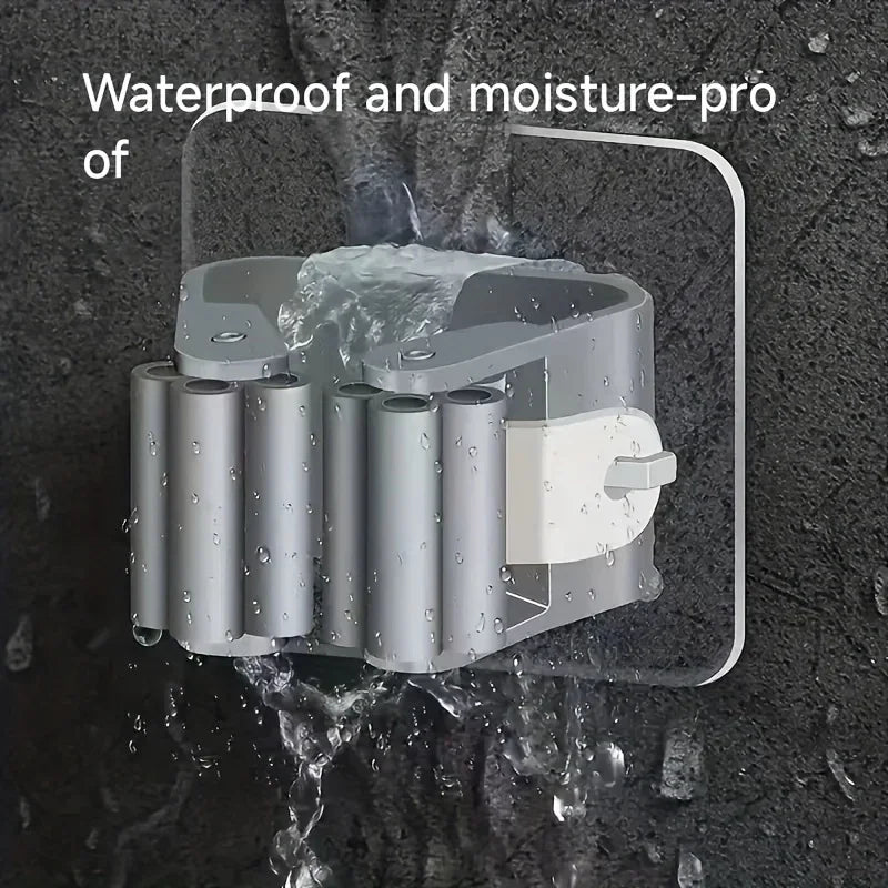 Home Storage Rack Wall Hanging Shelf Bathroom Shower Holder Storage Traceless Hook Mop Organizer Waterproof Broom Hanger