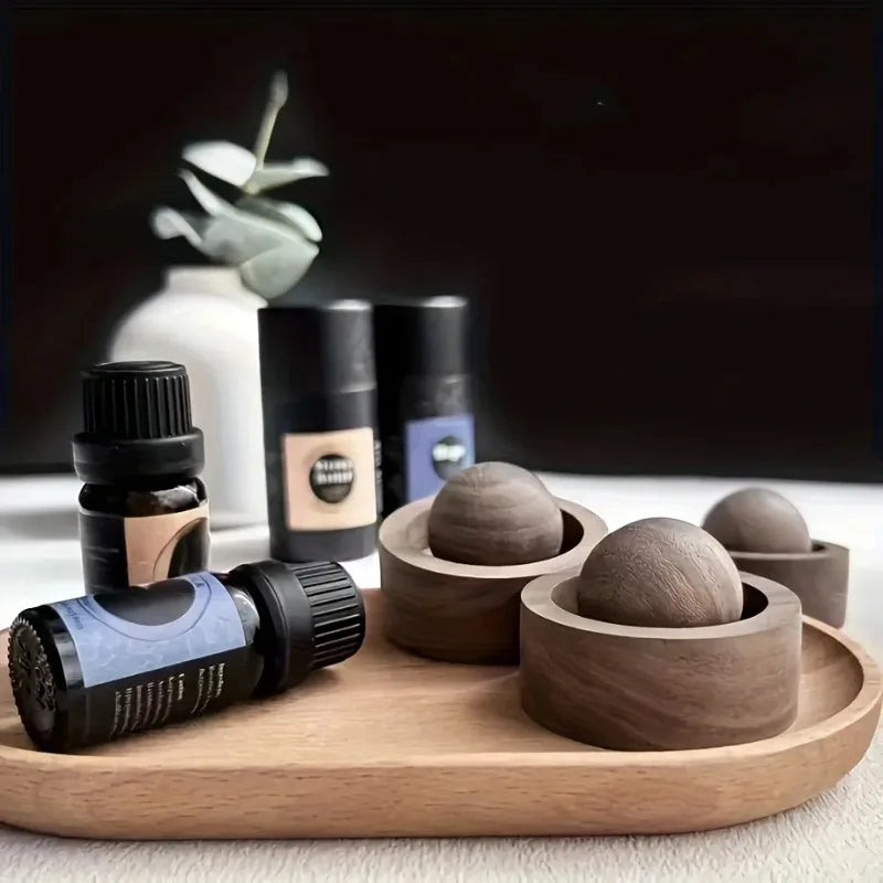 Spherical Wooden Essential Oil Diffuser, Natural Fragrance Dispersion for Bedroom, Room, Car and Home Decor