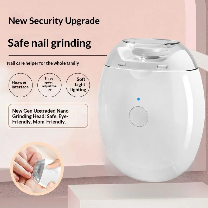 Baby & Adult Manicure Care: LED Light Electric Nail File, Automatic Polisher & Grinder in Mini Size