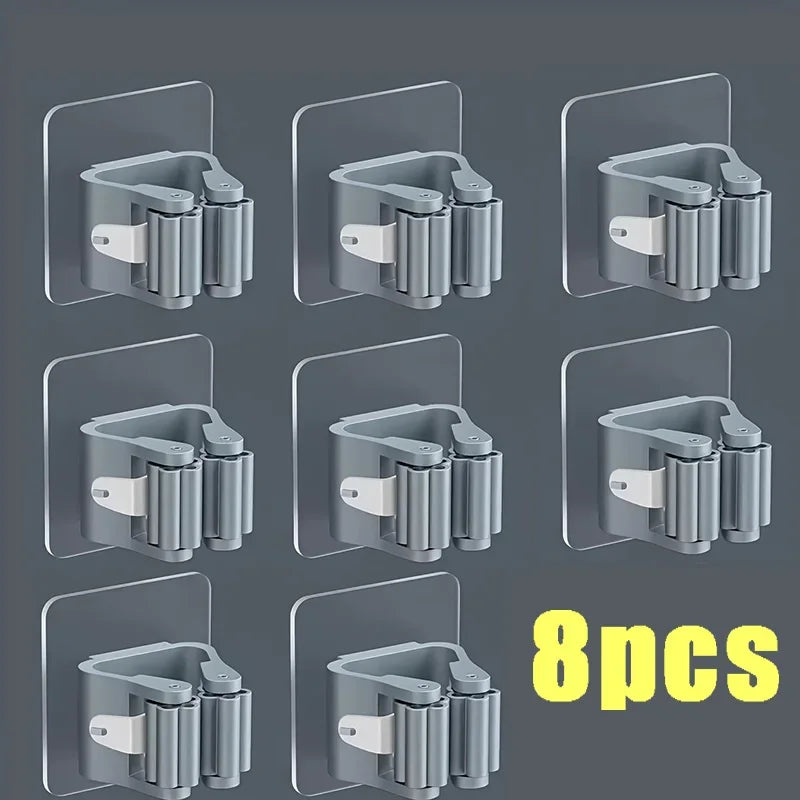 Home Storage Rack Wall Hanging Shelf Bathroom Shower Holder Storage Traceless Hook Mop Organizer Waterproof Broom Hanger
