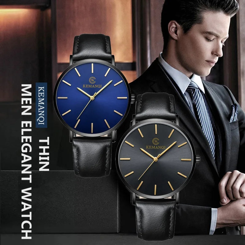 2025 Luxury Business Men Watches Men Gold Watch Ultra Thin Mens Watches Leather Quartz Watch Man Wristwatch Horloge Mannen