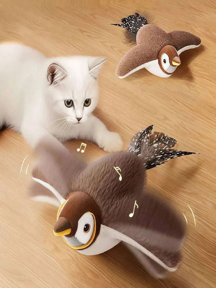 New Simulated Bird Cat Toy Interactive Toys Dog Rechargeable Chirping Flapping Bird(no Flying) Touch Activated Plush Toy Pet