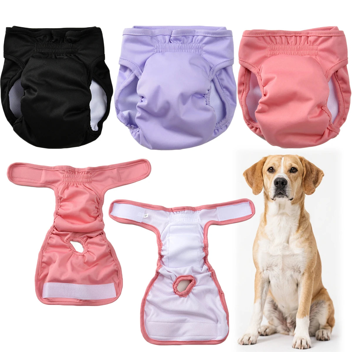 Washable Female Dog Diaper Adjustable Pet Physiological Pant Reusable Leakproof Pets Panties Diapers for Small Medium Large Dogs