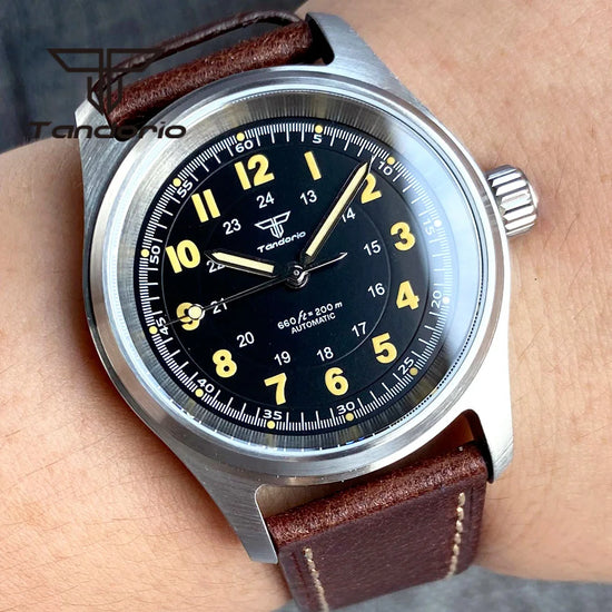 Tandorio Fashion Automatic Dive 36mm Pilot Watch 200M Waterproof NH35/PT5000/Miyota8215 Movt Sapphire Crystal Unisex Wristwatch