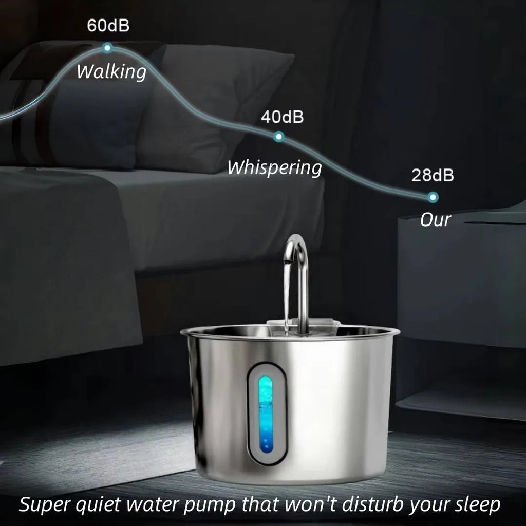 Pet Water Fountain for Cats 74oz/2.2L Stainless Steel Indoor Drinking Dispenser Free Standing Cat Water Fountain with Filter