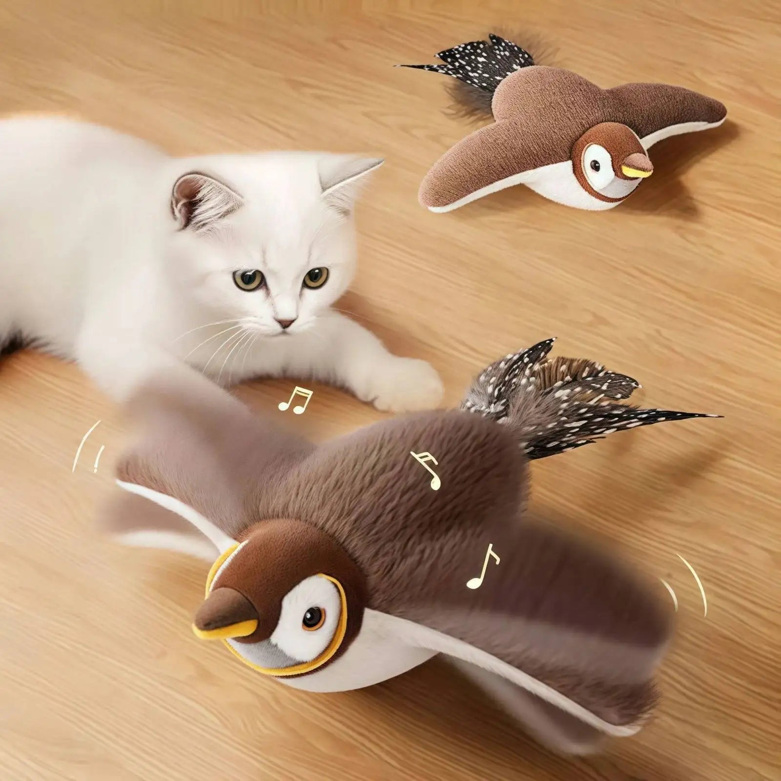 New Simulated Bird Cat Toy Interactive Toys Dog Rechargeable Chirping Flapping Bird(no Flying) Touch Activated Plush Toy Pet