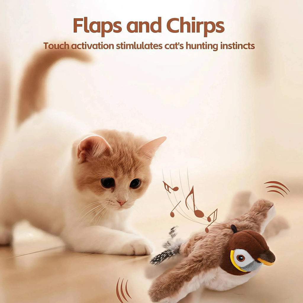 New Simulated Bird Cat Toy Interactive Toys Dog Rechargeable Chirping Flapping Bird(no Flying) Touch Activated Plush Toy Pet