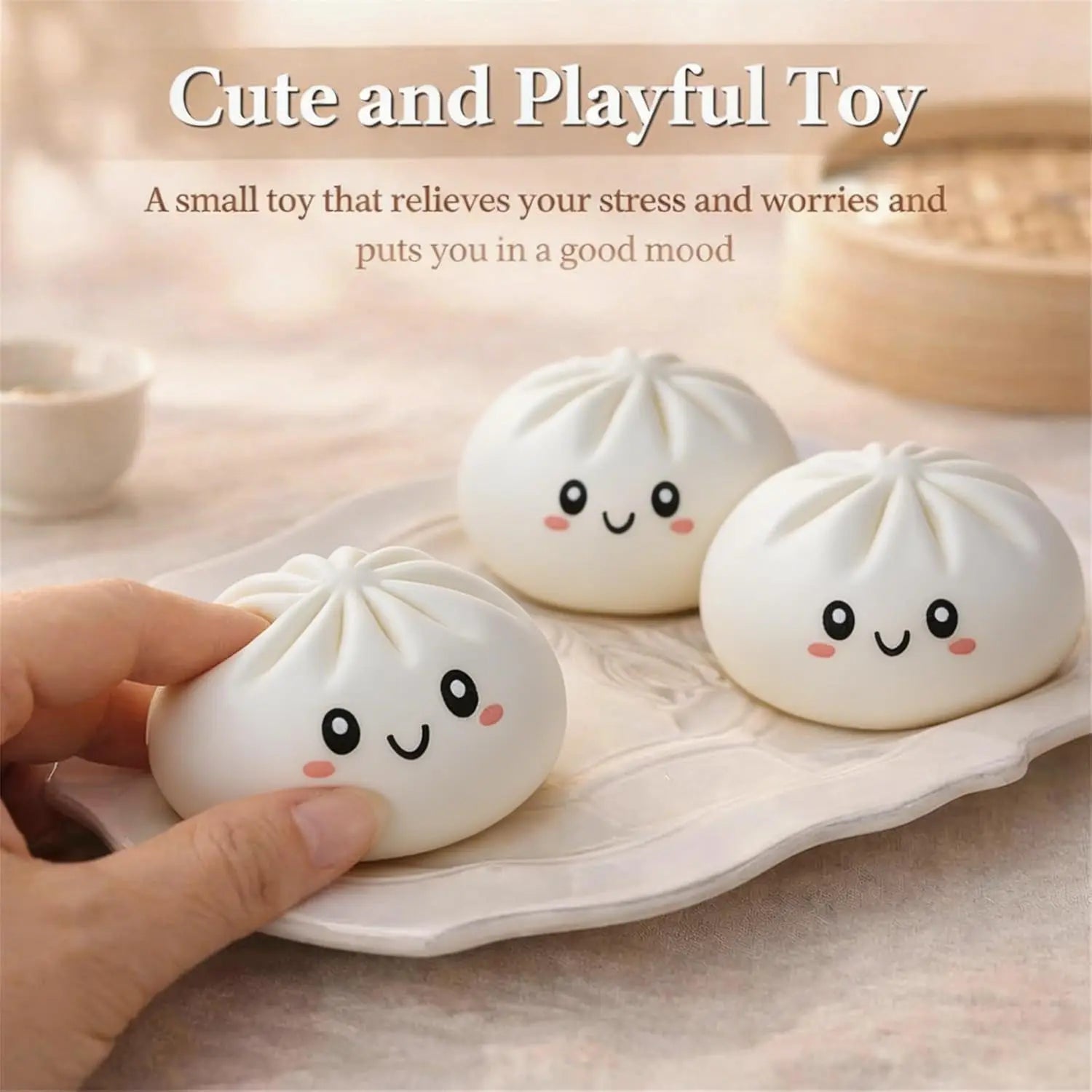 Simulation Flash Dumpling Pressure Ball Slow Rebound Soft Pinch Decompression Toy Office Desk Decor Birthday Gift Children&Adult
