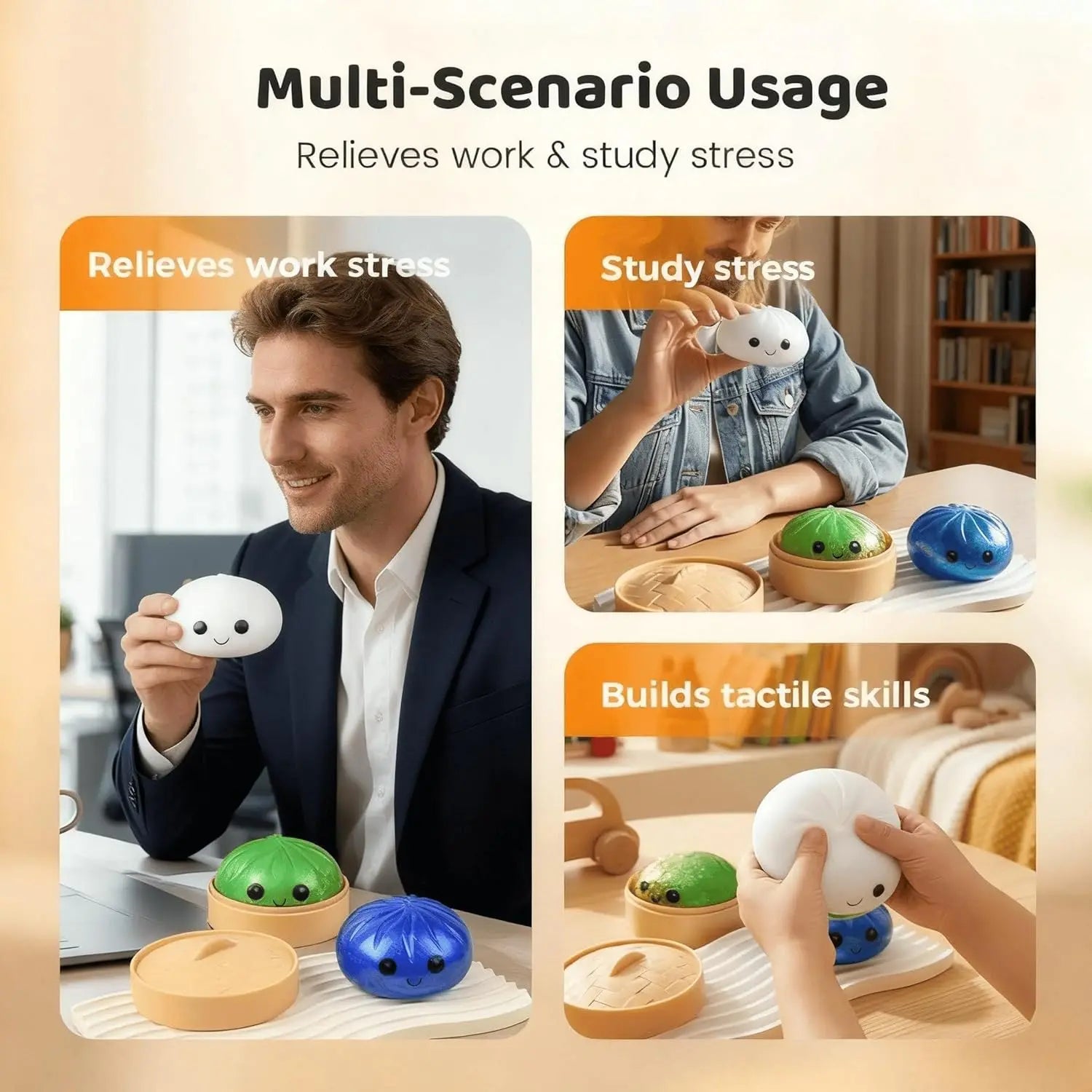 Simulation Flash Dumpling Pressure Ball Slow Rebound Soft Pinch Decompression Toy Office Desk Decor Birthday Gift Children&Adult
