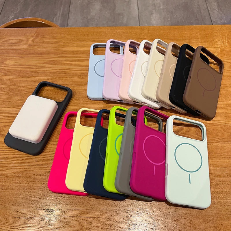 For Magsafe Magnetic Wireless Charging Solid Color Silicone Phone Case For iPhone 17 Pro Max/17/17 Pro Air Bumper Back Cover