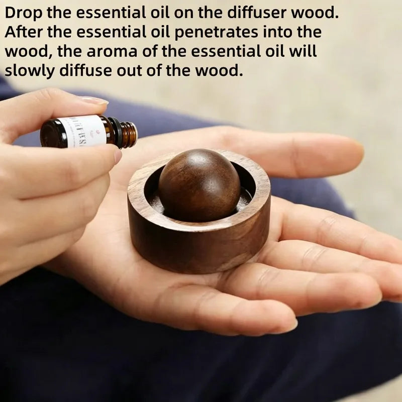 Spherical Wooden Essential Oil Diffuser, Natural Fragrance Dispersion for Bedroom, Room, Car and Home Decor