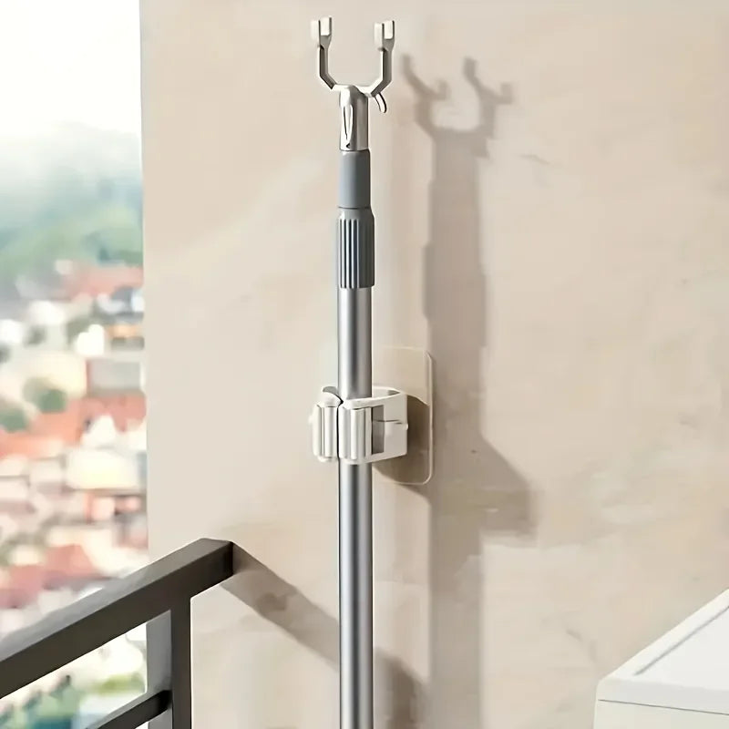 Home Storage Rack Wall Hanging Shelf Bathroom Shower Holder Storage Traceless Hook Mop Organizer Waterproof Broom Hanger