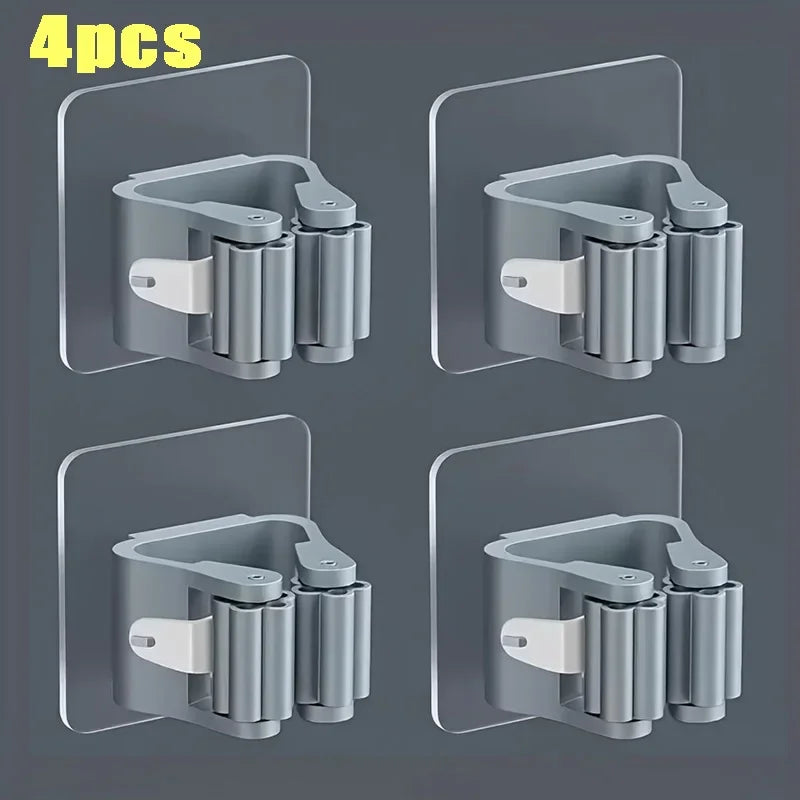 Home Storage Rack Wall Hanging Shelf Bathroom Shower Holder Storage Traceless Hook Mop Organizer Waterproof Broom Hanger